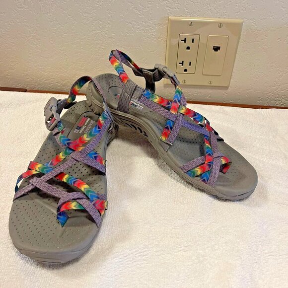 Skechers Women's Reggae Bright Direction Rainbow Sport Sandal Shoe Size 7 - Picture 9 of 10